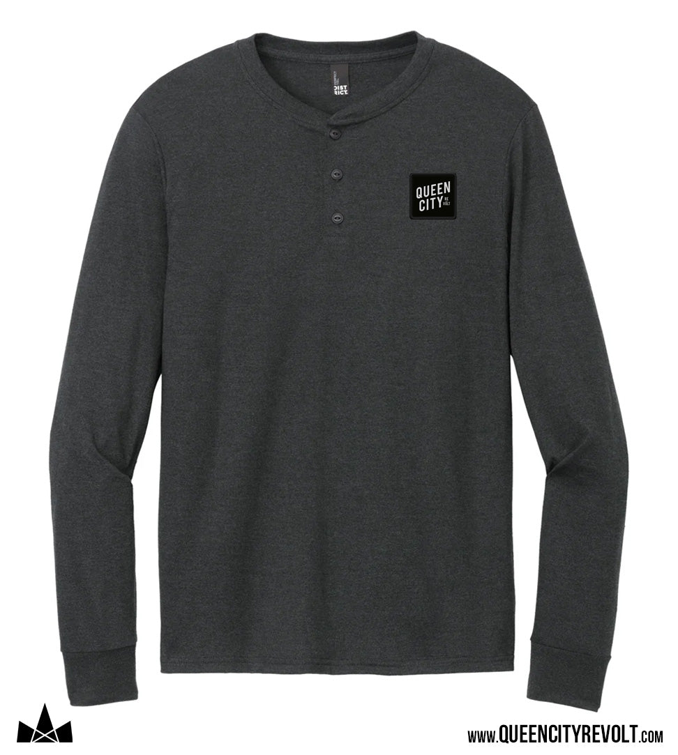 QCR, Longsleeve Henley, Dark Heather Grey