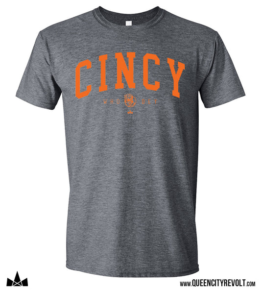 Cincinnati Football, Cincy Arched T-Shirt, Grey