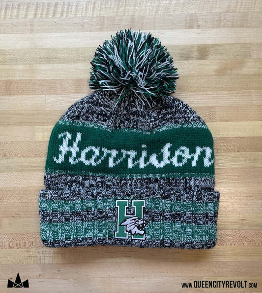 Harrison Double Knit Beanie, Black/Green