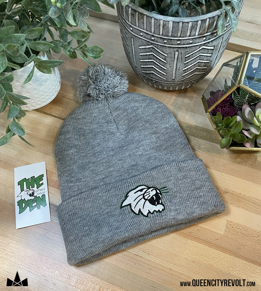 Harrison Knit Pom Beanie, Grey