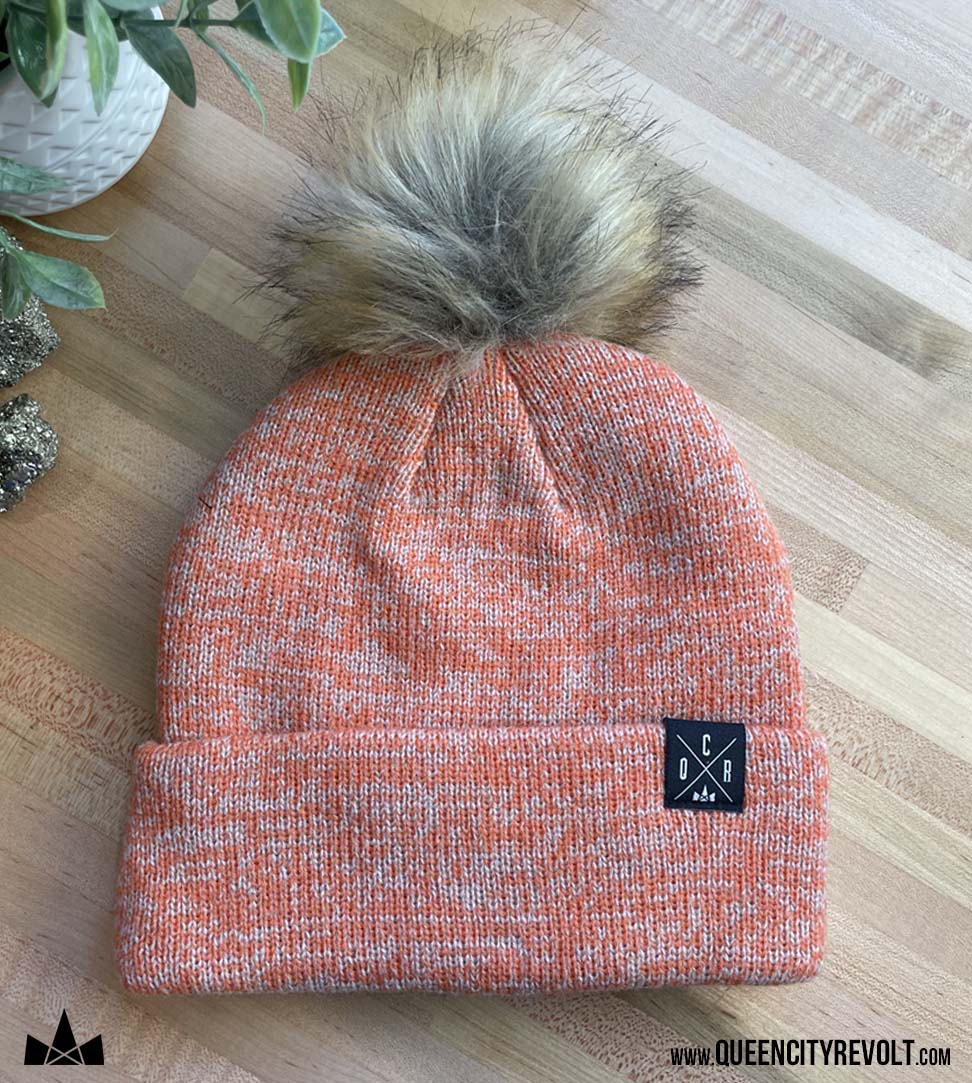 Knit Pom Beanie, Orange/CIN