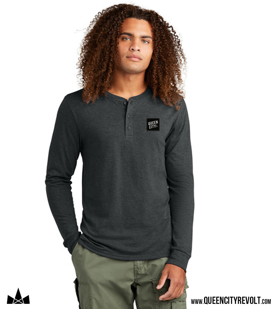 QCR, Longsleeve Henley, Dark Heather Grey