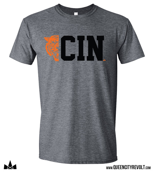 Cincinnati Football, CIN Tiger T-Shirt, Grey